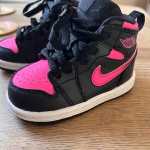 Like New - Hot Pink Black Nike Air Jordan infant shoes